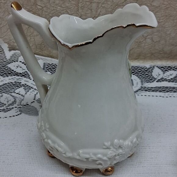 3 pc 14K Gold trim Porcelain Pitcher,bowl,& Plate,Vtg. - Picture 3 of 14